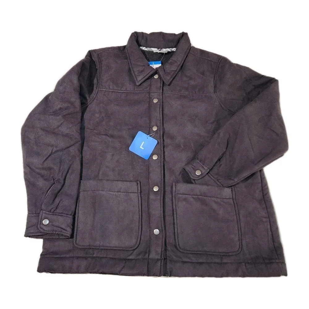 NWT Women's Boston Traders Black‎ Fleece Lined Trucker Jacket, Large